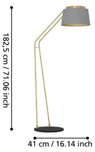 Stojacia lampa Stars of Light Almerimar, sivá/mosadz, 181 cm, Hliník / sivá / zinok, Obývacia izba / jedáleň, kov, Moderný, Stojaca lampa