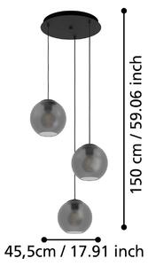 Závesné svietidlo Stars of Light Arangona, sivé, Ø 46 cm, 3-pl., Hliník / sivá / zinok, Obývacia izba / jedáleň, kov, Moderný, Závesné svietidlo