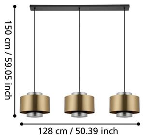 Závesné svietidlo Stars of Light Dugla, zlatá farba, 128 cm, 3-pl., Mosadz / zlato, Obývacia izba / jedáleň, kov, Moderný, Závesné svietidlo