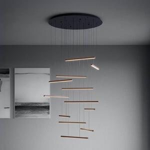 LED závesné svietidlo Stars of Light Lindoza, čierna, 44 cm, 12-pl., Čierna, Obývacia izba / jedáleň, kov, Moderný, Závesné svietidlo