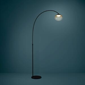 LED stojacia lampa Stars of Light Pantoja čierna/jantárová 160 cm, Krémová / jantárovo žltá, Obývacia izba / jedáleň, kov, Moderný, Oblúková stojaca lampa
