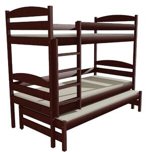 Detská poschodová posteľ s prístelkou z MASÍVU 180x80cm bez šuplíku - PPV009
