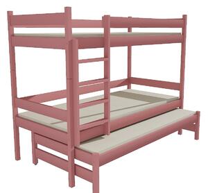 Detská poschodová posteľ s prístelkou z MASÍVU 180x80cm bez šuplíku - PPV013