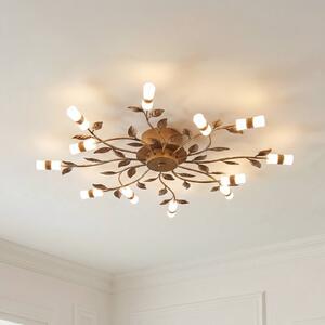 Lindby LED stropné svietidlo Bentas, bronz, kov, Ø 80cm, Hnedá / staromosadz, Obývacia izba / jedáleň, kov, Florentský