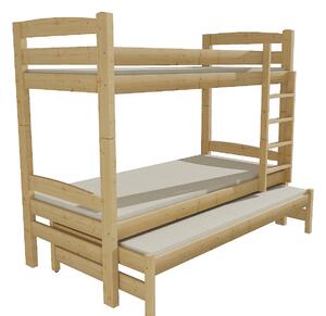 Detská poschodová posteľ s prístelkou z MASÍVU 180x80cm bez šuplíku - PPV017