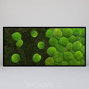 Machový obraz - gradient - horizontál - plochý + kopcovitý mach svetlozelená