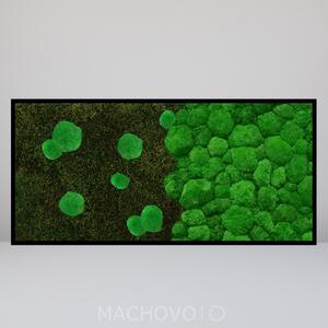 Machový obraz - gradient - horizontál - plochý + kopcovitý mach zelená