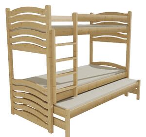 Detská poschodová posteľ s prístelkou z MASÍVU 180x80cm bez šuplíku - PPV021