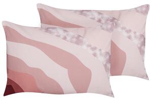 Sada 2 záhradných vankúšov ružová polyester 40 x 60 cm abstraktný vzor moderný štýl vonkajšie dekorácie vodoodolné