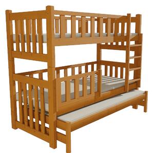 Detská poschodová posteľ s prístelkou z MASÍVU 200x80cm bez šuplíku - PPV023