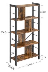 REGÁL, hnedá, čierna, uhlíková oceľ, 74/154,5/30 cm Boxxx - Online Only drobný nábytok, Online Only