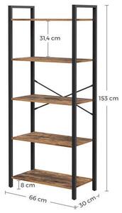 REGÁL, hnedá, čierna, uhlíková oceľ, 66/153/30 cm Boxxx - Online Only drobný nábytok, Online Only