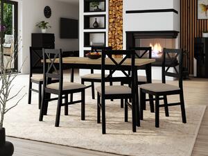 Stôl so 6 stoličkami - AL43, Morenie: dub artisan L, Poťahové látky: Kronos 7, Farby nožičiek: biela Mirjan24 5903211249082