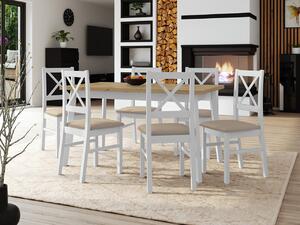 Stôl so 6 stoličkami - AL43, Morenie: dub artisan L, Poťahové látky: Kronos 7, Farby nožičiek: čierna Mirjan24 5903211249112