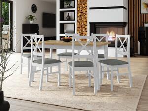 Stôl so 6 stoličkami - AL43, Morenie: dub artisan L, Poťahové látky: Kronos 7, Farby nožičiek: čierna Mirjan24 5903211249112