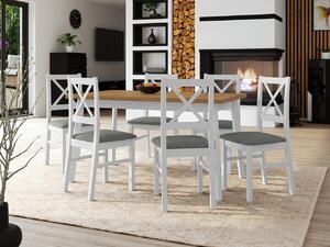 Stôl so 6 stoličkami - AL43, Morenie: dub grandson - L, Poťahové látky: Hygge D91, Farby nožičiek: biela Mirjan24 5903211268168