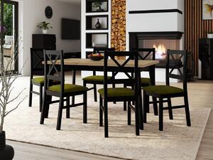 Stôl so 6 stoličkami - AL43, Morenie: dub artisan L, Poťahové látky: Zetta 297, Farby nožičiek: čierna Mirjan24 5903211268281