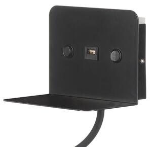 ONLI - LED Flexibilná lampička s policou a USB nabíjaním PLAK LED/1W/230V čierna