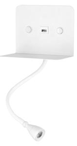 ONLI - LED Flexibilná lampička s policou a USB nabíjaním PLAK LED/1W/230V biela