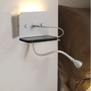 ONLI - LED Flexibilná lampička s policou a USB nabíjaním PLAK LED/1W/230V biela