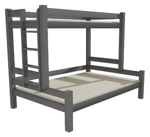 Detská poschodová posteľ s rozšíreným spodným lôžkom z masívu ROBUST 8X8 6B - 200x90/120 cm