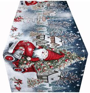 Vianočný gobelínový behúň na stôl Auto so stromčekom Chenille IT043 Farba Viacfarebná Rozmery 40x130 cm