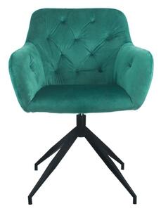 Moderná a pohodlná otočná stolička, zelená Velvet látka (k362455)