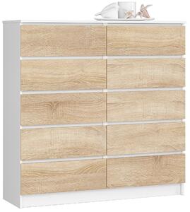 Ak furniture Komoda Kuba 120 cm biela/dub sonoma