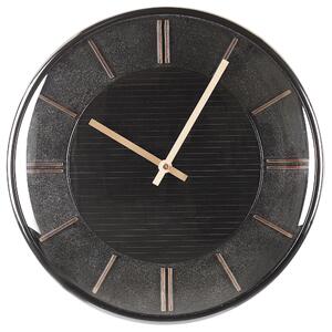 Nástenné hodiny čierne kovové syntetický materiál ø 34 cm glamour dizajn bez číslic doplnky do obývacej izby