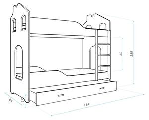 Detská Domčekové poschodová posteľ Dominik Y - 160x80 cm - Čarodejnice