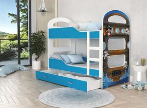 Detská poschodová posteľ Dominik Q - 160x80 cm - PIRÁTI