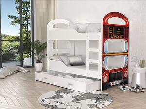 Detská poschodová posteľ Dominik Q - 160x80 cm - LONDON BUS