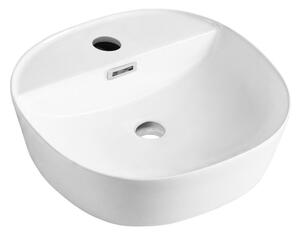 Mereo, Mereo Umývadlo na dosku s prepadom, Lota, 400x400x150 mm, štvorcové, keramické, MER-UC404015S