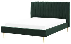 Čalúnená posteľ zelená zamatová 180 x 200 cm lamelový rošt vysoké čelo elegantný dizajn spálňa