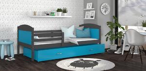 Detská posteľ so zásuvkou MATTEO - 160x80 cm - modro-šedá