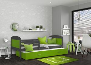Detská posteľ s prístelkou MATTEO 2 - 200x90 cm - zeleno-šedá