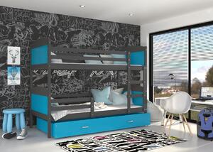Detská poschodová posteľ so zásuvkou MATTEO - 160x80 cm - modro-šedá