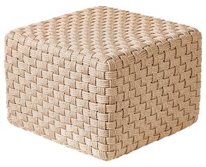 Vonkajší taburet svetlobéžový syntetický materiál 50 x 50 x 35 cm štvorcový tvar pletený ručná výroba puf podnožka moderný boho štýl záhrada