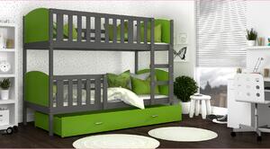 Detská poschodová posteľ so zásuvkou TAMI Q - 160x80 cm - zeleno-šedá