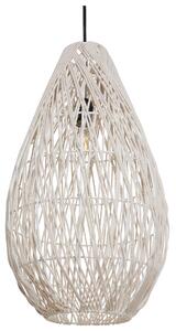 Závesná lampa béžová tienidlo z bavlnených nití osvetlenie do interiéru prírodný štýl japandi