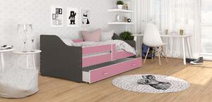 Detská posteľ so zásuvkou SWEET - 140x80 cm - ružovo-šedá