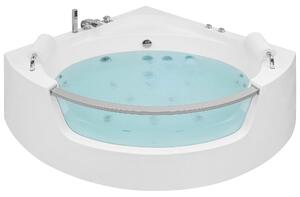 Rohová vírivá vaňa biela s hydromasážnou funkciou 187 x 136 cm s LED osvetlením moderný štýl kúpeľňa