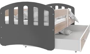 Detská posteľ so zásuvkou HAPPY - 140x80 cm - sonoma-šedá