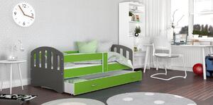 Detská posteľ so zásuvkou HAPPY - 180x80 cm - zeleno-šedá