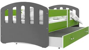 Detská posteľ so zásuvkou HAPPY - 140x80 cm - zeleno-šedá