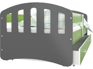 Detská posteľ so zásuvkou HAPPY - 140x80 cm - zeleno-šedá