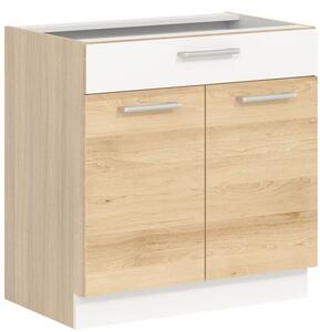 MODENA buk/biely lesk MD20/D80S1, dolná skrinka so zásuvkou v šírke 80 cm