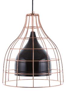 Závesná lampa čierna kovová 121 cm medené zvonové drôtené tienidlo v tvare klietky industriálny dizajn