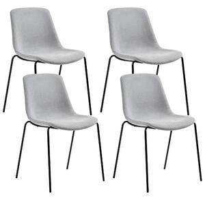 Sada 4 jedálenských stoličiek sivá polyester železné nohy ochranné podložky bez opierok rúk moderný minimalistický dizajn jedáleň