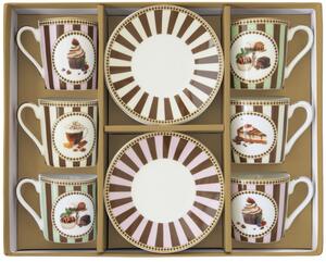 FEDORA Home Set pre 6 osôb - porcelánový hrnček espresso s tanierikom, 100ml, Coffee Mania Sweet Moments